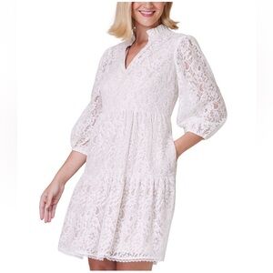 NEW Jessica Howard 3/4 Sleeve Ruffle V-Neck Tiered Skirt Lace Dress Size 16